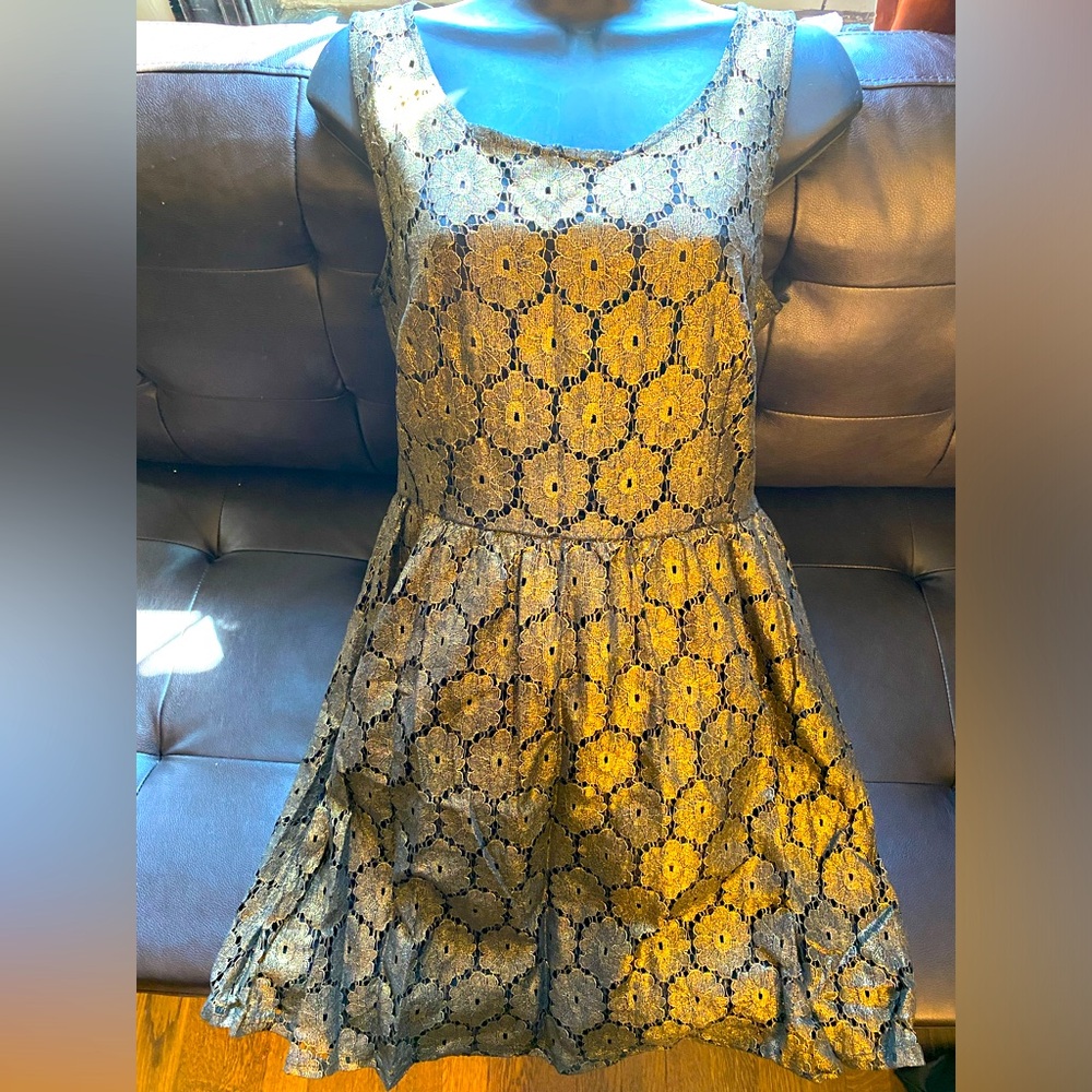 Gold Flower Design Dress